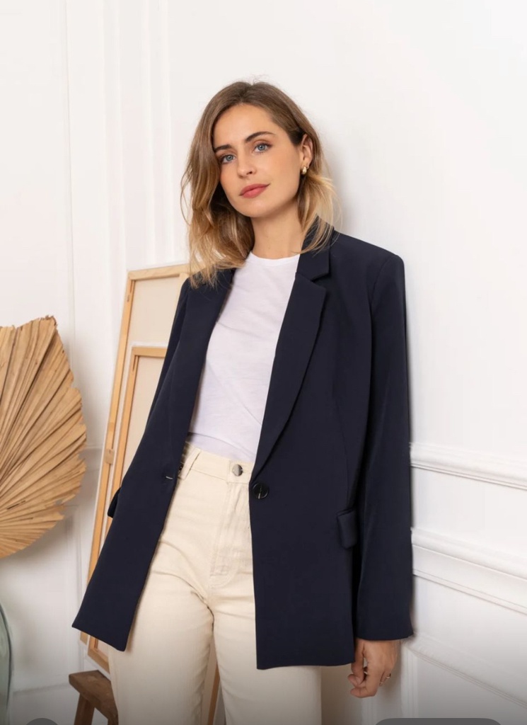 [ZP757-MARINE-L] Blazer oversized  - Sam - Marine (L)