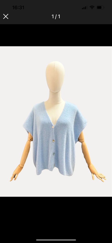 [24073-BLEUCIEL] Gilet manches courtes super doux - Ellie - Bleu ciel