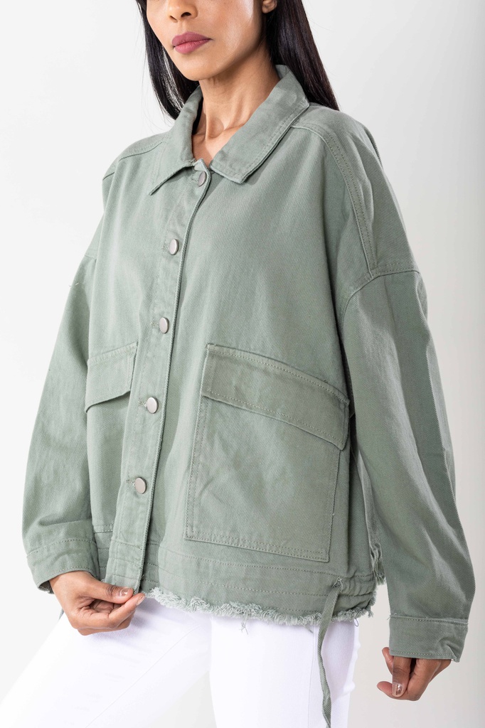 Veste en jeans oversized - Zoé - kaki