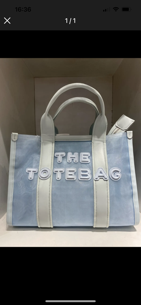 [24B_6124-2M2-blue] Sac cabas bi-matière - The Tote Bag - bleu ciel