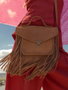 SAC À MAIN À FRANGES CUIR MARRON FEMME MADEMOISELLE GEORGE FOLK - HAVANE