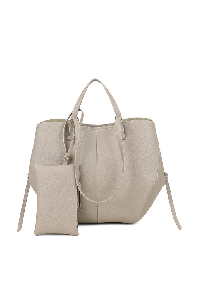 [R-1996-3A-taupe] Sac cabas avec pochette - Gina - taupe