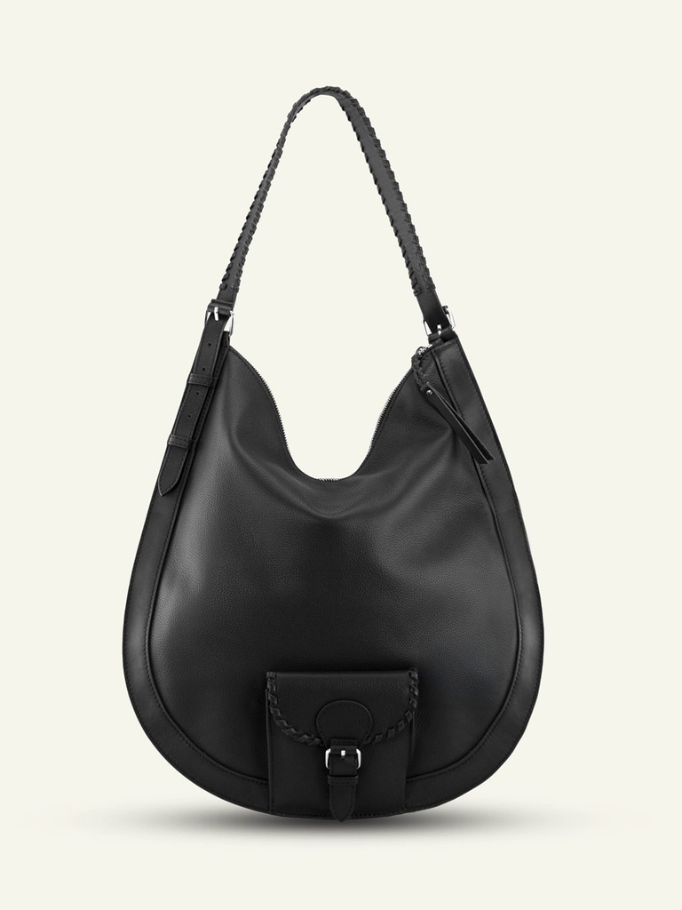 [PM-hobo-XL-noir] Sac cuir hobo xl noir femme - Paul Marius - LeHobo XL - Noir