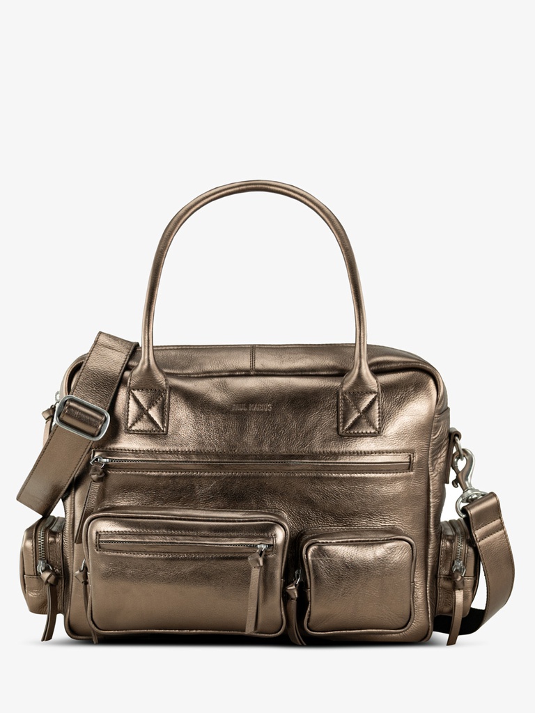 [pm-dandy90-cuivre] Sac cours multipoches cuir cuivré pour femme LeDandy 90's - Cuivré