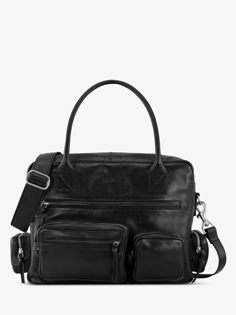 [PM-dandy90-noir] Sac cours multipoches cuir noir pour femme LeDandy 90's - Noir