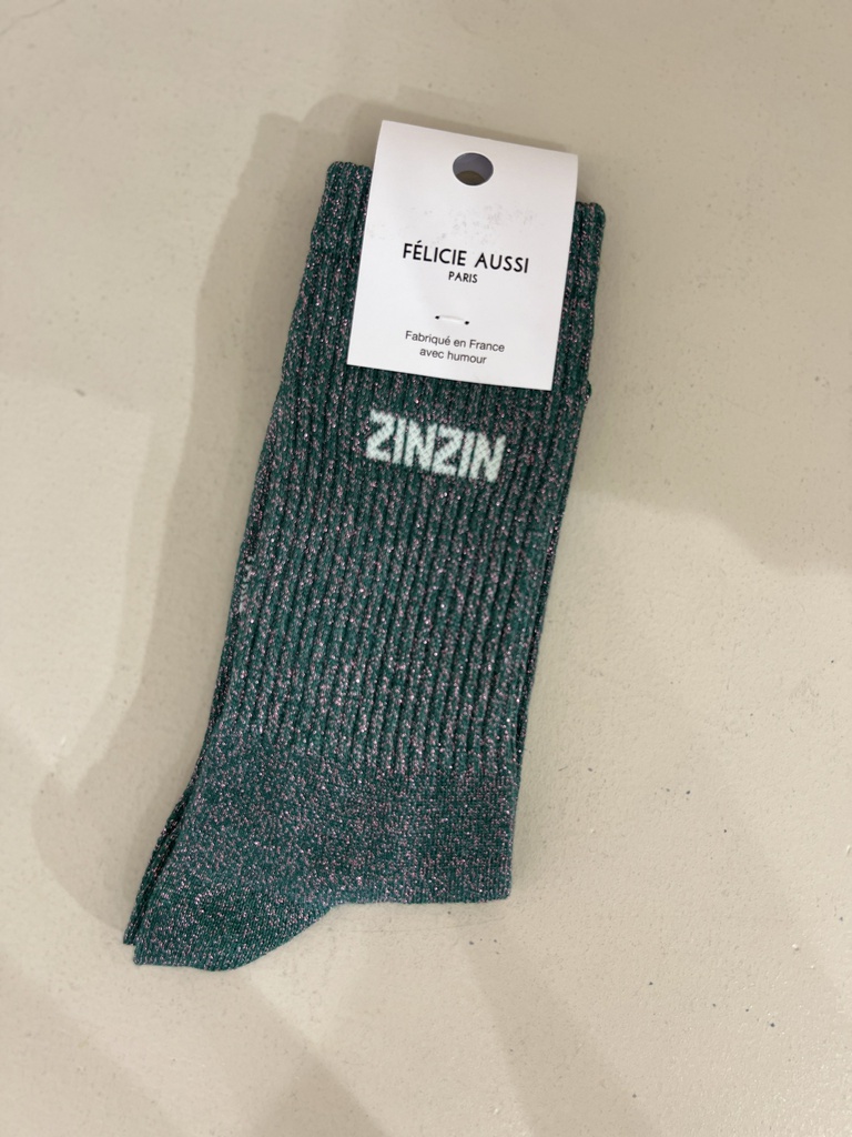 [5CHZINPA36] Chaussettes - Félicie Aussi - ZINZIN paillettes aventurine 36/40