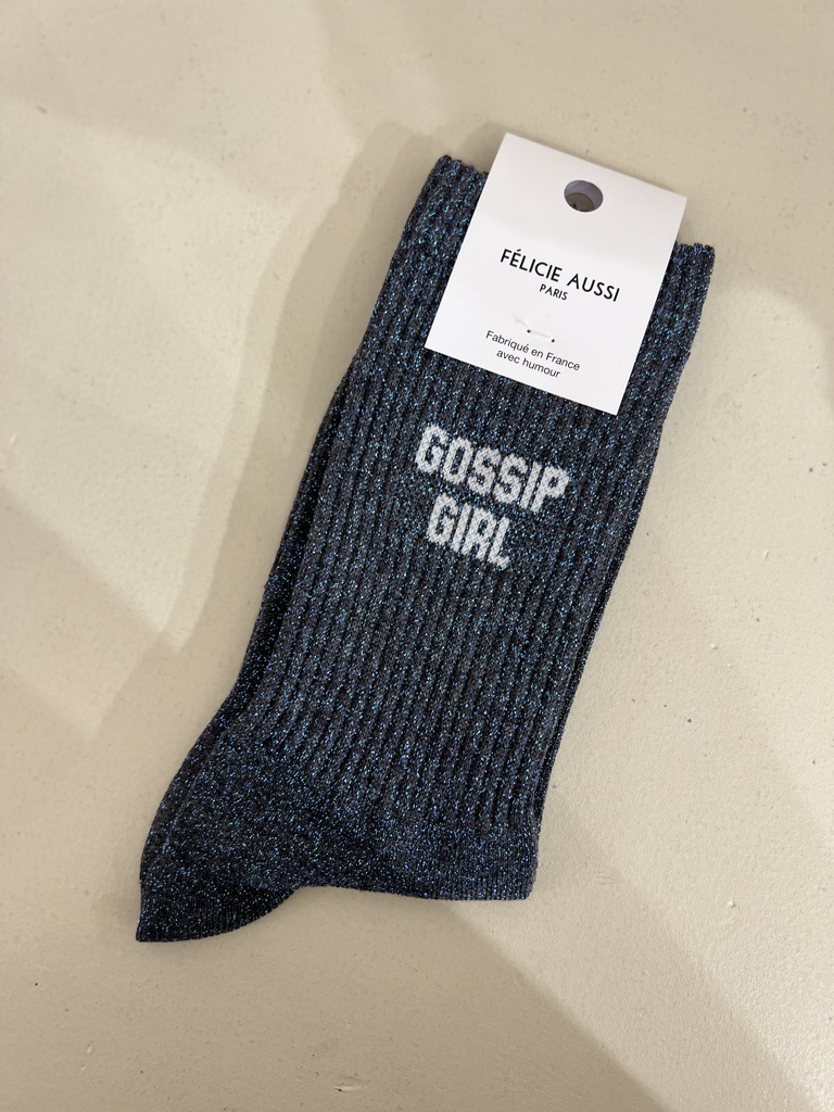 [5CHGGPA36] Chaussettes - Félicie Aussi - GOSSIP GIRL paillettes anthracite 36/40