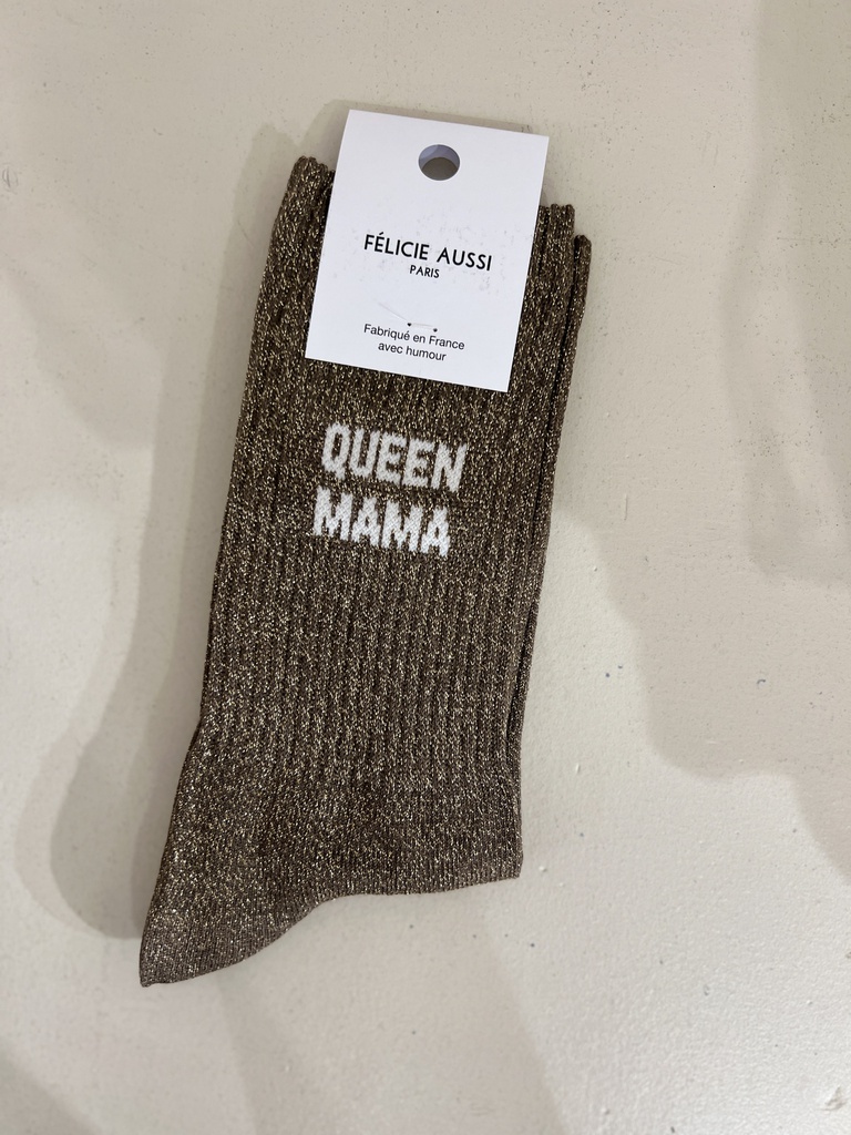 [5CHQMPM36] Chaussettes - Félicie Aussi - QUEEN MAMA paillettes marron 36/40