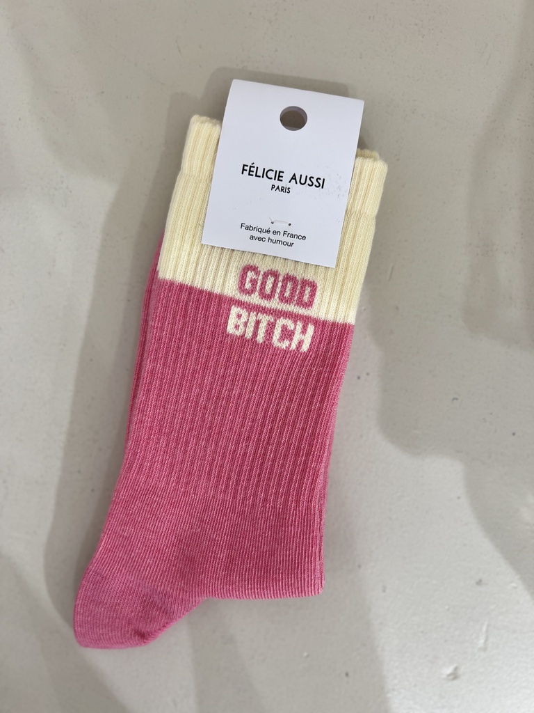 [5CHGBBCRC36] Chaussettes - Félicie Aussi - GOOD BITCH bicolorerosechiné 36/40