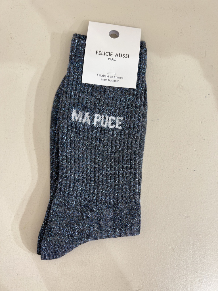 [5CHMPPA36] Chaussettes - Félicie Aussi - ma puce paillettes anthracite 36/40