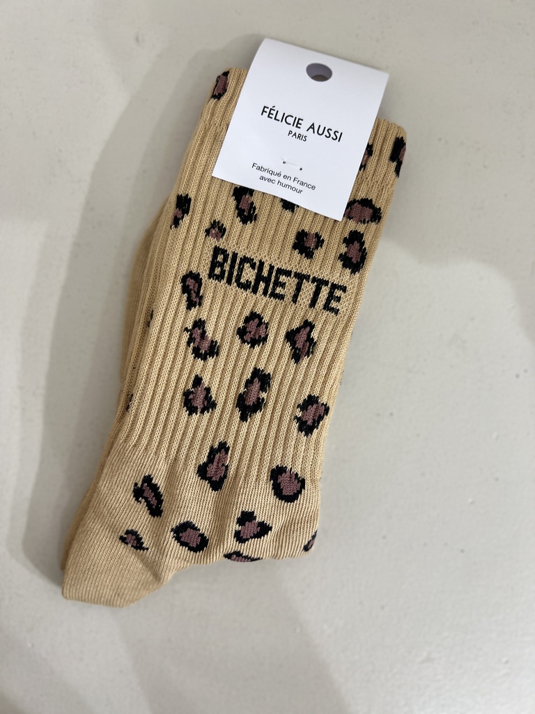 [5CHBILEOS36] Chaussettes - Félicie Aussi - BICHETTE léopard sable 36/40