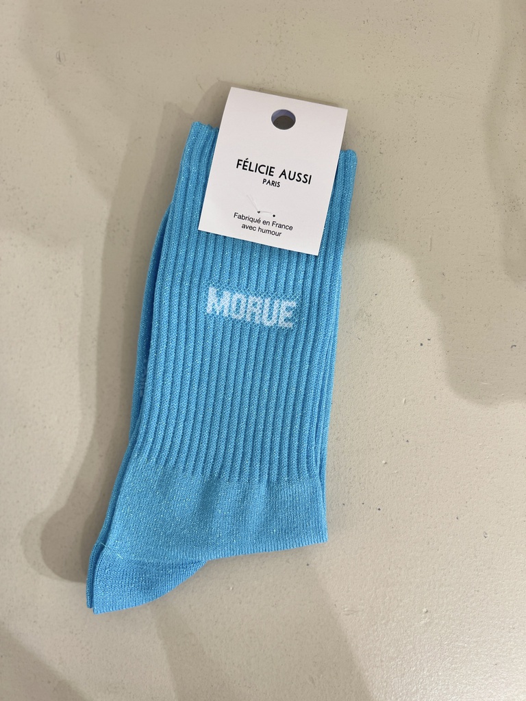 [5CHMOPT36] Chaussettes - Félicie Aussi - MORUE paillettes turquoise 36/40