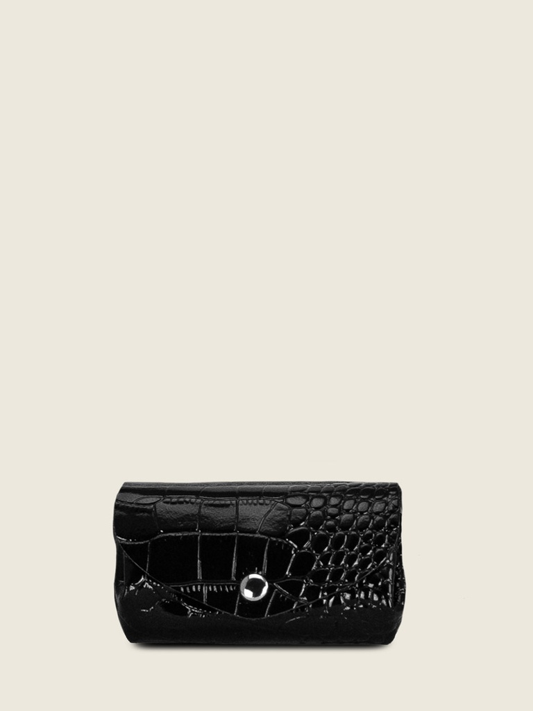 [PM-legustave-vernisnoir] PORTE-MONNAIE CUIR NOIR - Paul Marius - LeGustave - Vernis noir
