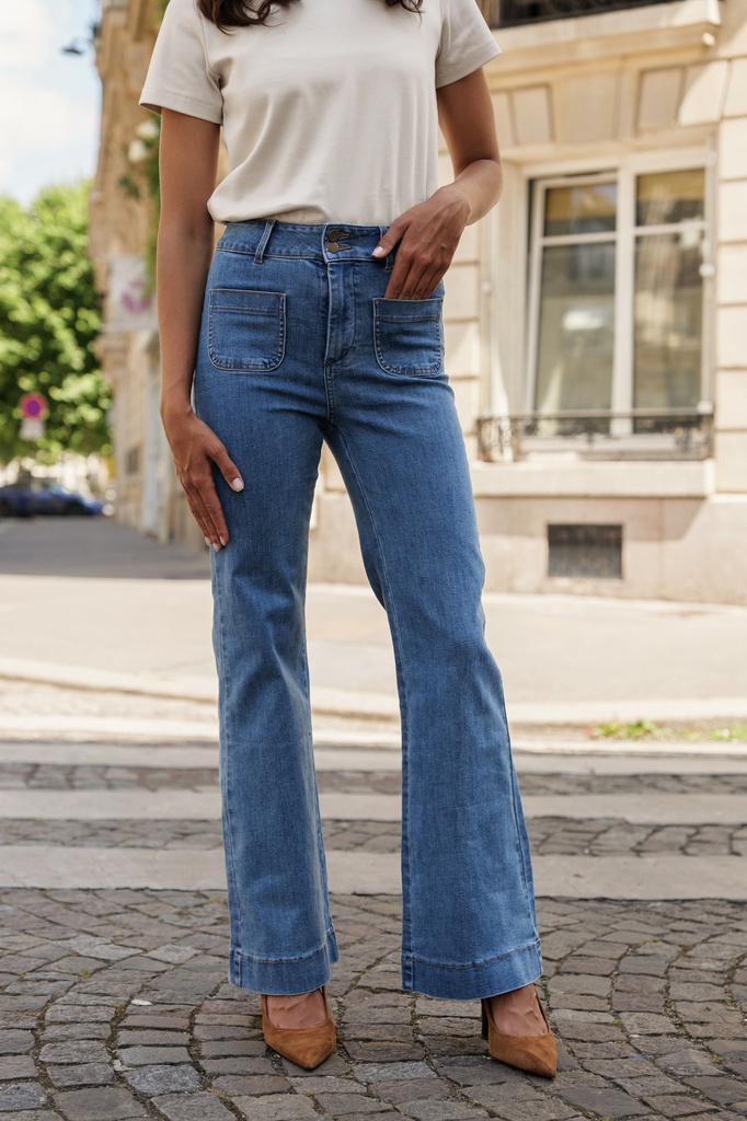 Jeans flare avec poches - Elena - Denim