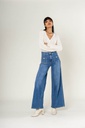 Jeans super wide leg avec poches appliquées - Flora - Bleu