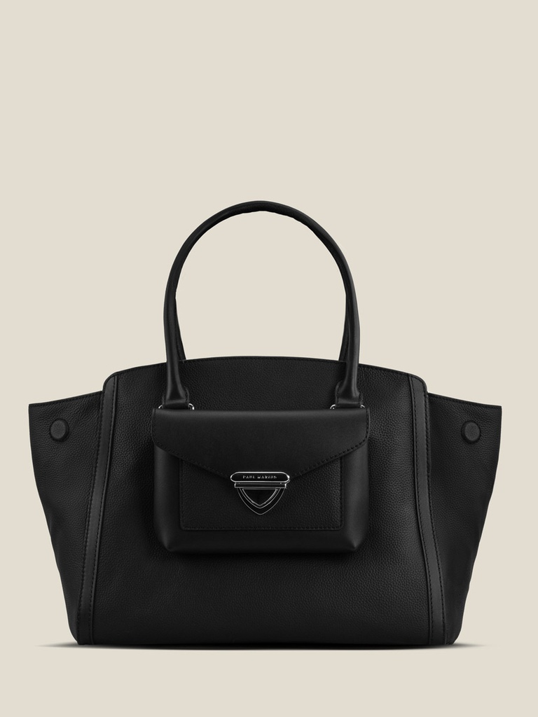 [PM-caprice-noircharbon] Cabas noir charbon en cuir - Paul Marius - Le Caprice Noir Charbon
