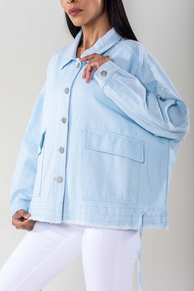 Veste en jeans oversized - Zoé - bleu glacier