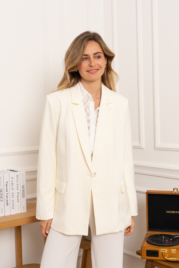 [ZP858-beige-L] Blazer oversized  - Samantha - Beige (L)