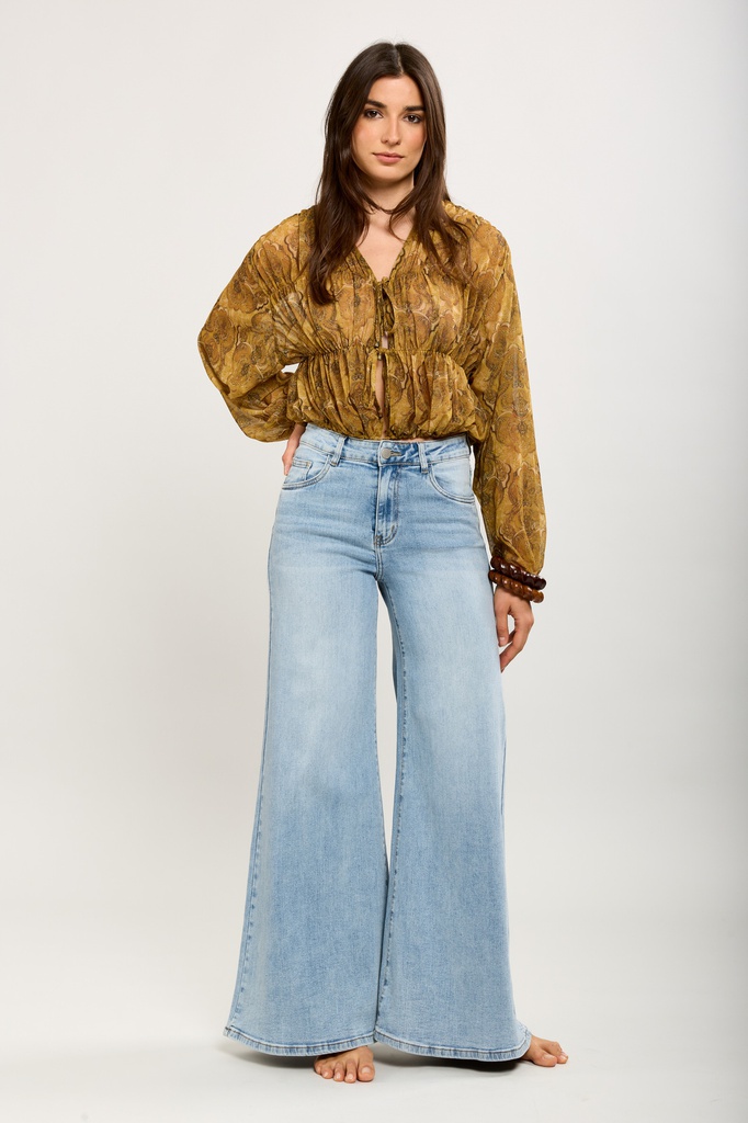 [H2853-BC-L] Jeans large - Bleached - bleu clair (L)