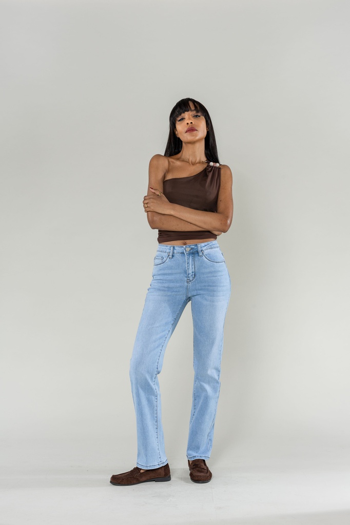 [P517-6-36] Jeans uni droit - Louise - Bleu clair (36)