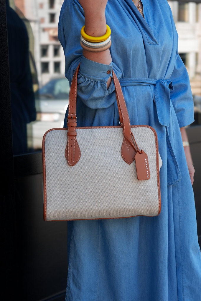 Grand sac cabas femme - Paul Marius - LeCabas M - Escapade - Toile Beige