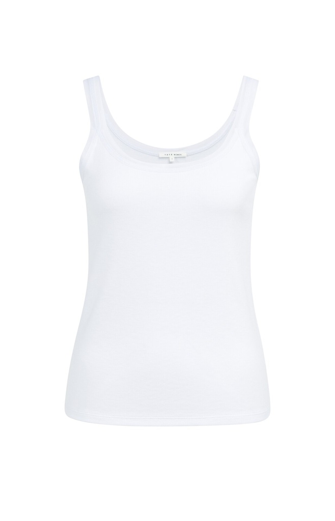 [01-729053-604-blanc-L] Débardeur avec finition en maille filet - YAYA - blanc (L)