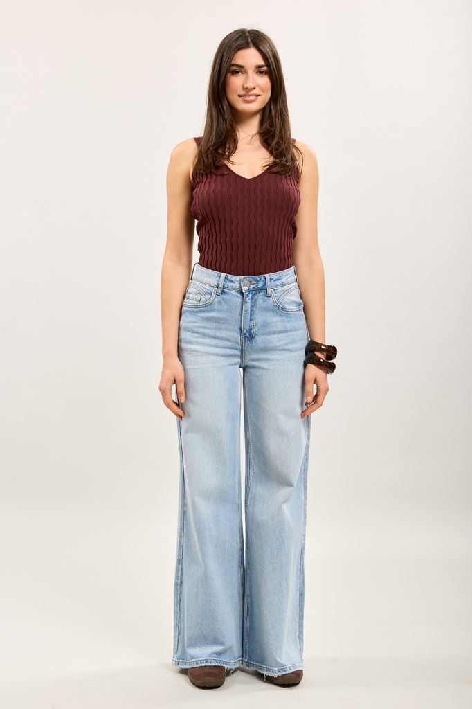 [L21395-9-L] Jeans extra wide leg - Emilia - Bleu clair (L)