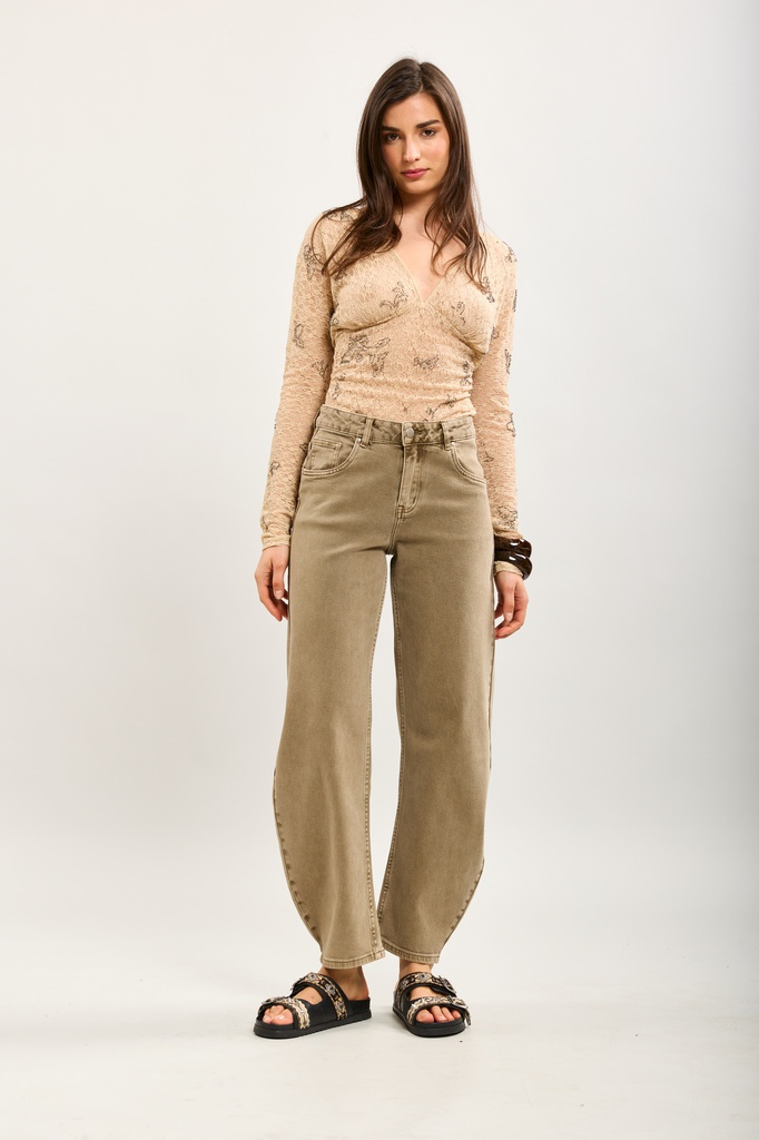 [H2902-1-L] Jeans barrel - TX - Kaki (L)