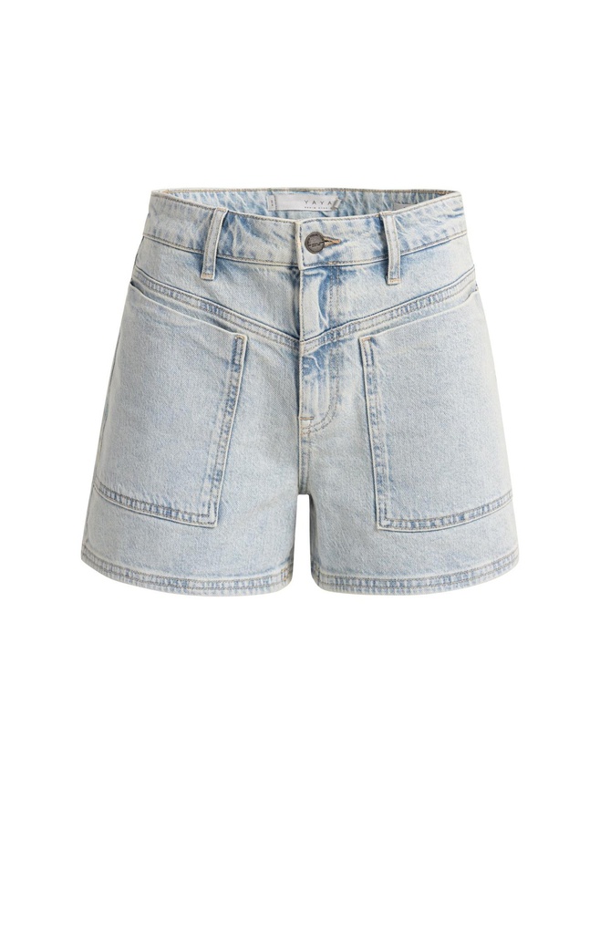 [01-321030-604-den-36] Short aux poches plaquées et aux bords effilés - YAYA - light denim (36)