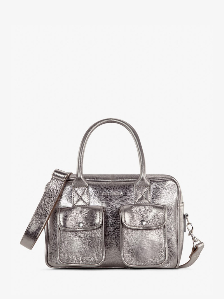 [PM-ledandyS-acier] Sac cours multipoches cuir cuivré pour femme LeDandy S - Acier
