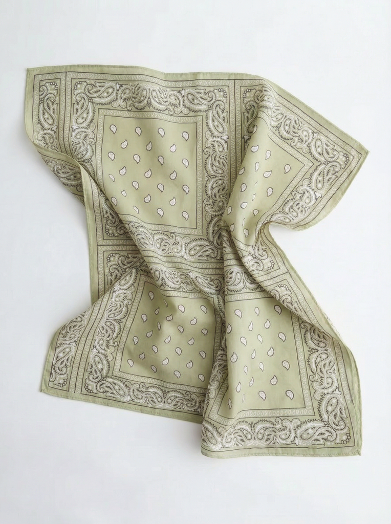[A06001-vertclair] Petit foulard carré type bandana - Vert clair