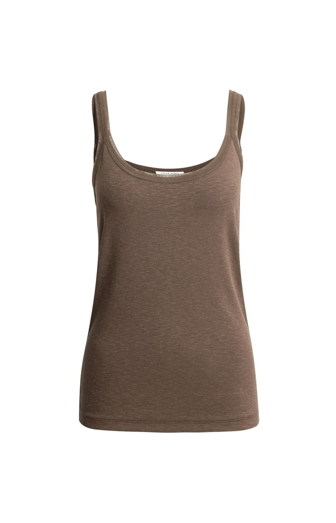 [01-729053-605-L] Débardeur avec finition en maille filet - YAYA - chocolat (L)
