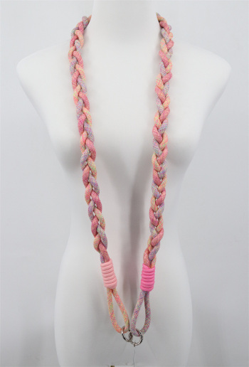 Sangle de téléphone en corde - Tresse bicolore - rose