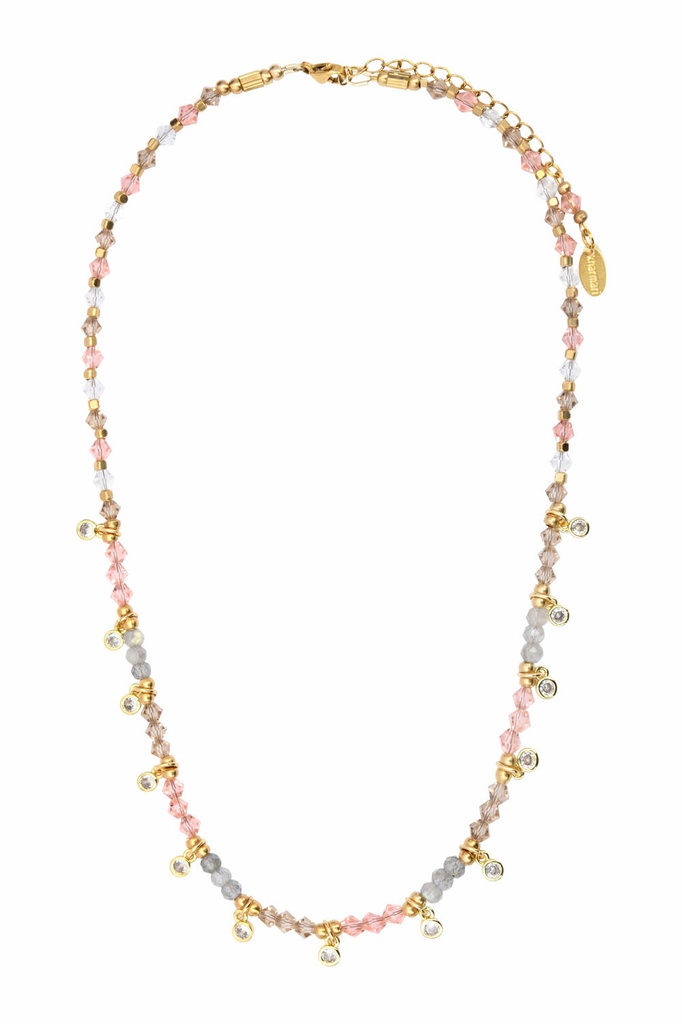 [CO-iris-RB] Collier - Kharmari - Iris - Rose/blanc