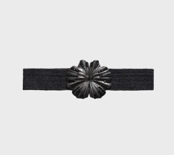 [CT-AU10815-noir] Ceinture élastique - Double fleur - Noir