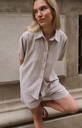 Chemise manches courtes à rayures - YAYA - Safari Brown Dessin