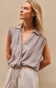 Chemise cache-cœur sans manches, finition nouée - YAYA - Storm Cloud Grey