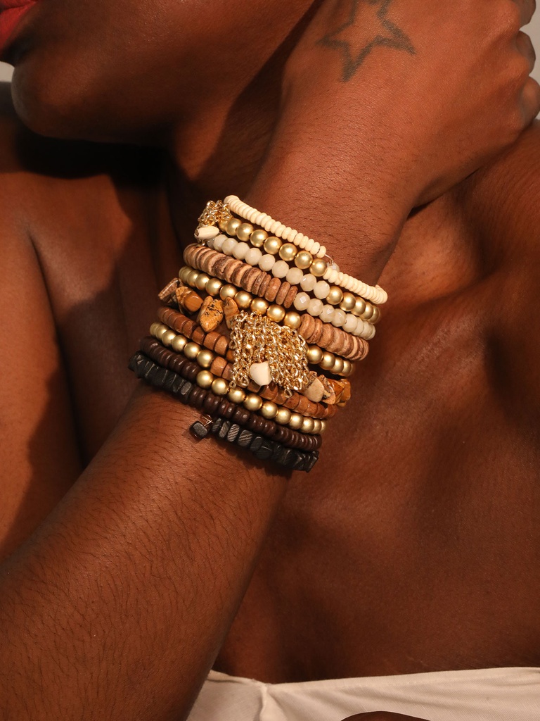 [BRA-0010144] Bracelet multi rangs - Brun