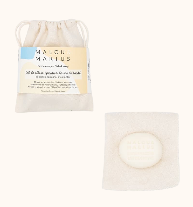 [3701250300922] Malou & Marius - Savon masque - Lait de chèvre, spiruline et beurre de karité