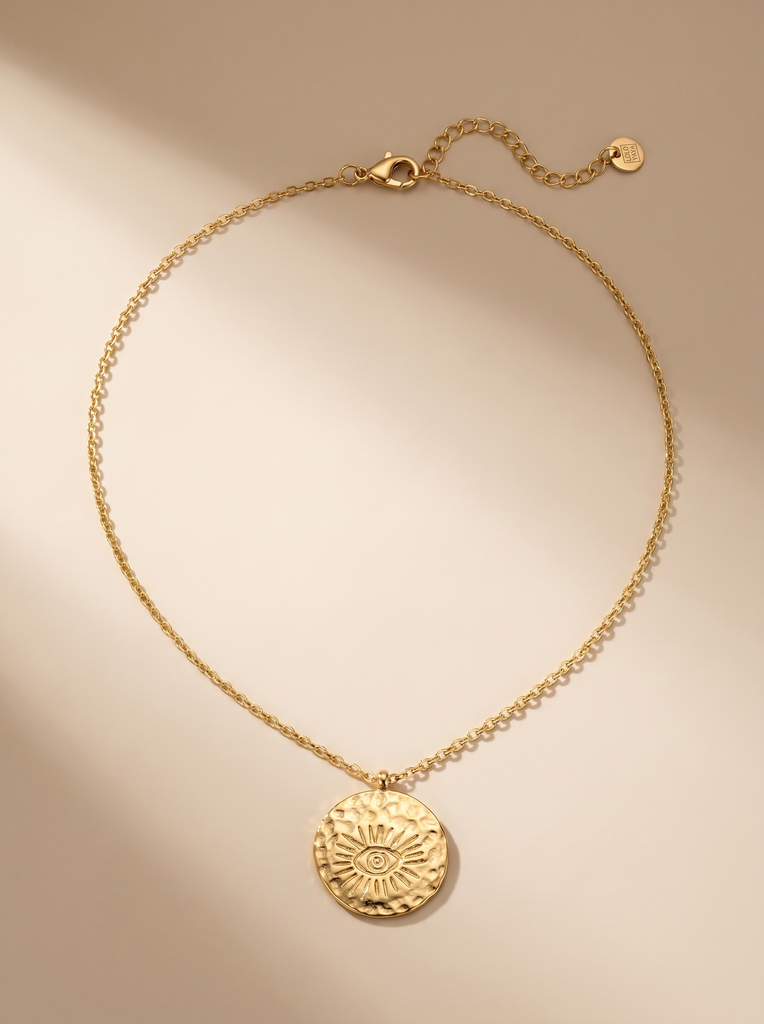 Collier en acier - Soleil Secret - Doré