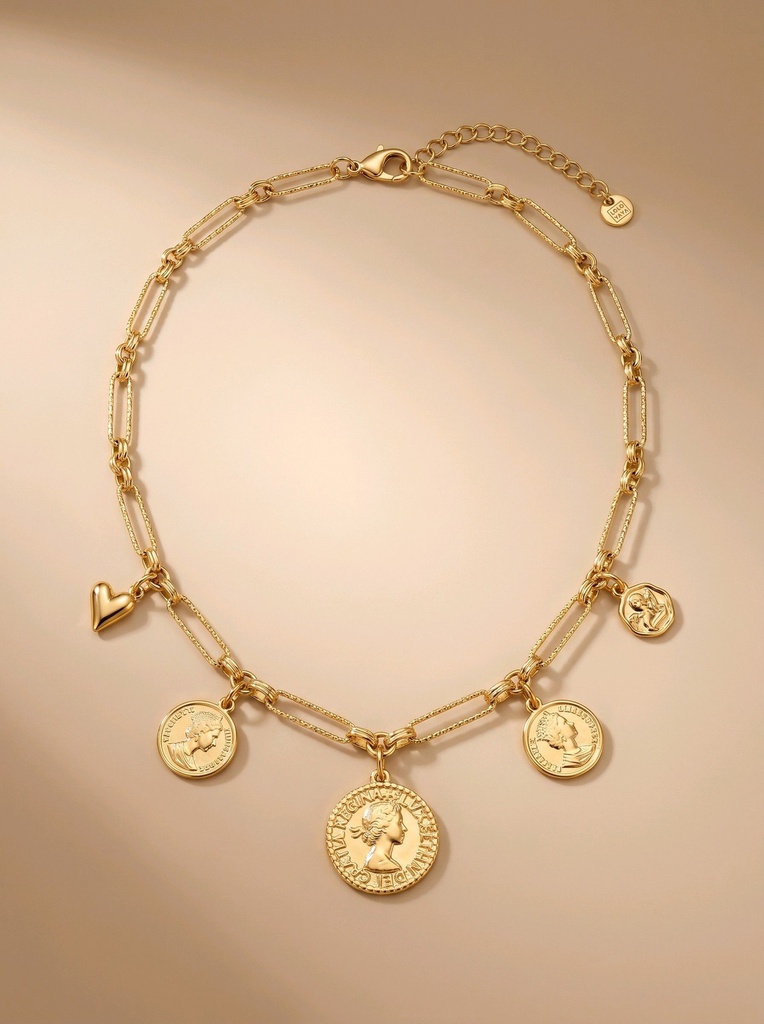 Collier doré avec pièces de monnaie - Doré
