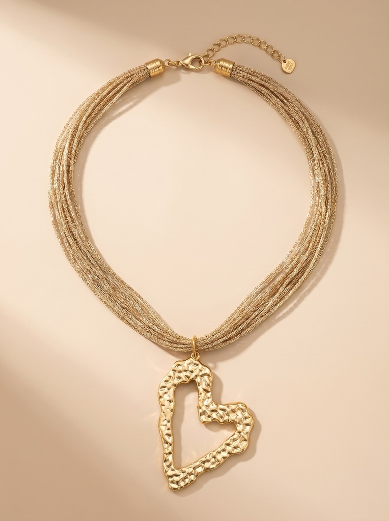 Collier coeur en acier - Love - Doré