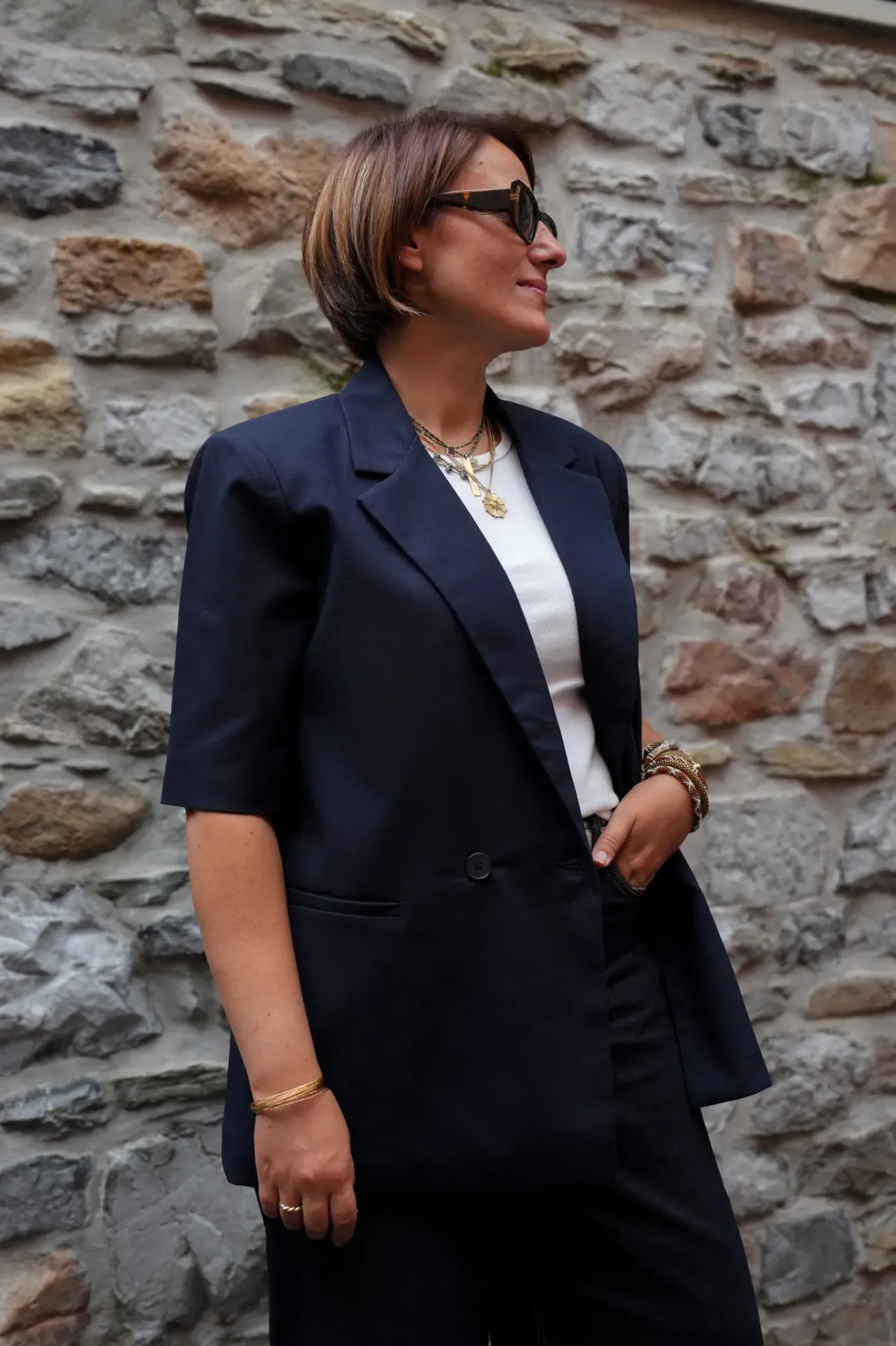 Blazer à manches courtes - Bleu Marine