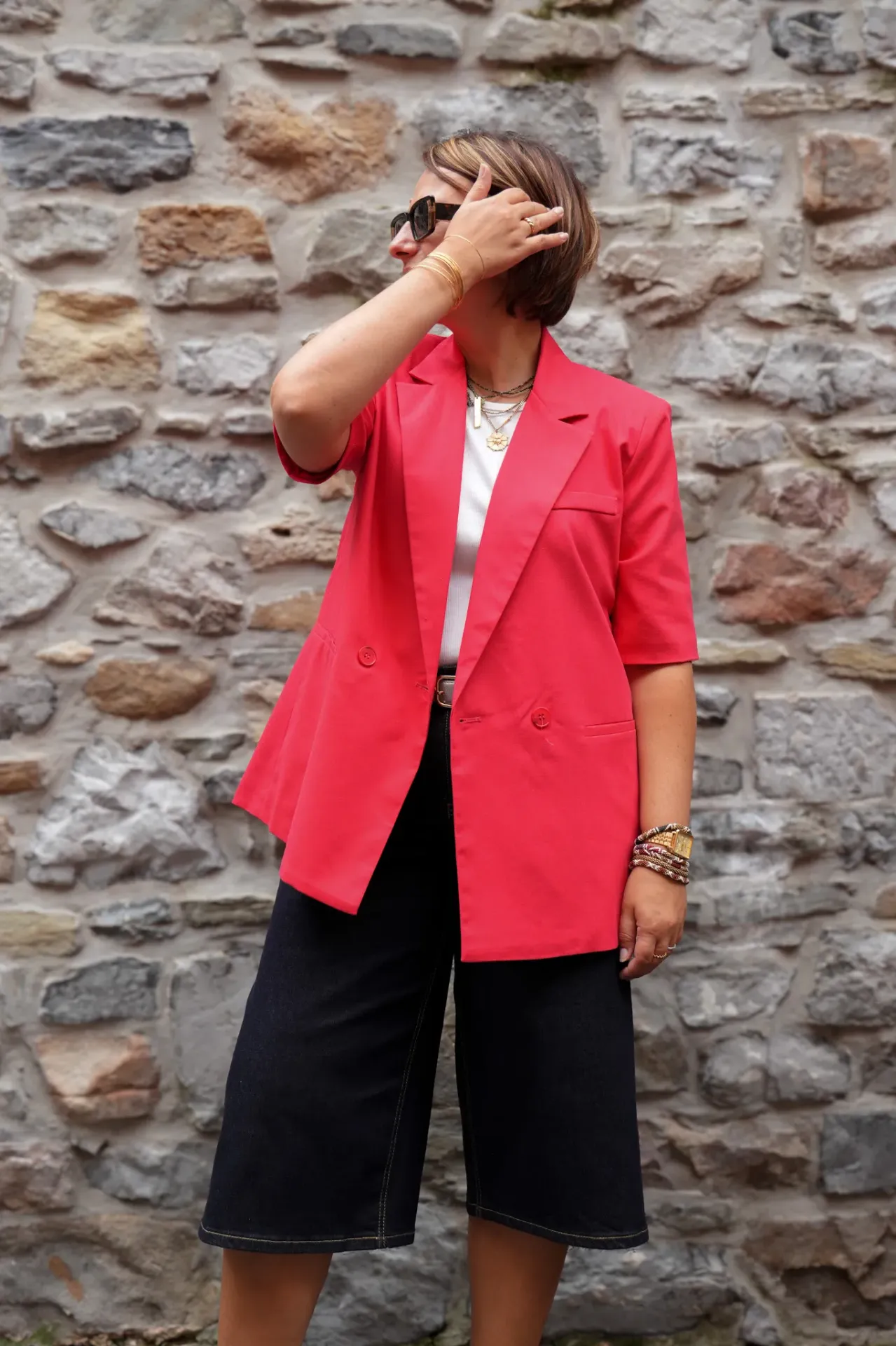 Blazer à manches courtes - Corail