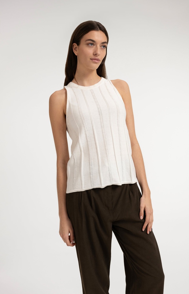 Débardeur en maille à motif texturé - YAYA - Milk Beige