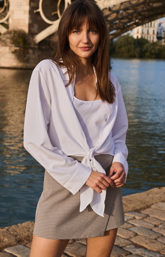 Chemise nouée avec haut sans manches assorti - YAYA - Pure White