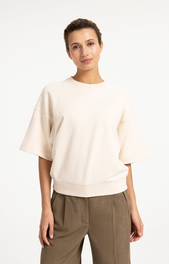 [01-109126-608-almondpeachpink-L] Sweat-shirt à manches raglan courtes - YAYA - Almond Peach Pink (L)