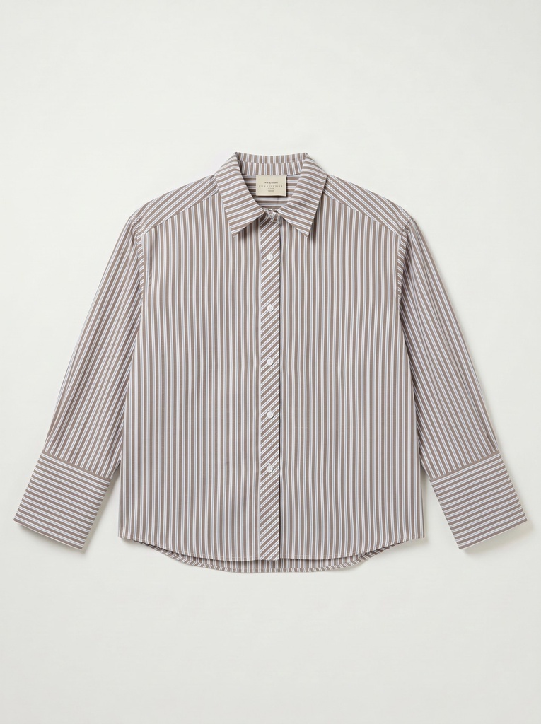 Chemise oversize rayée - Rayures - taupe