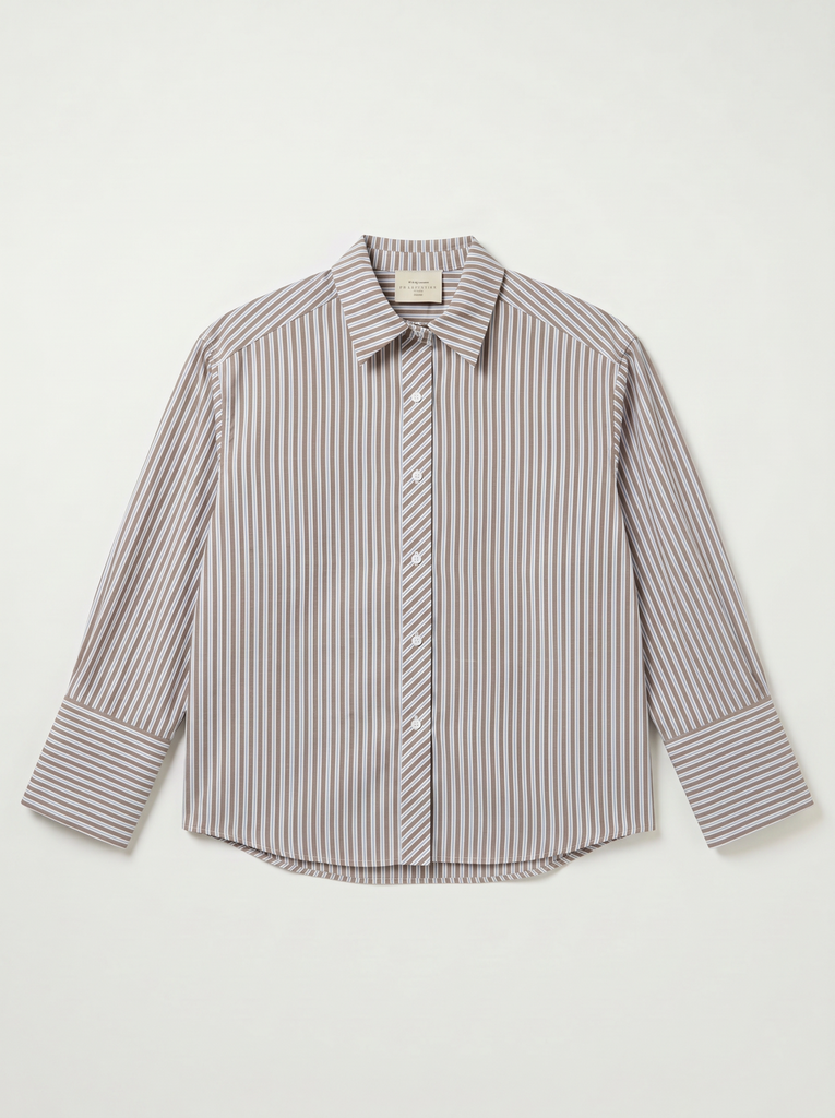 Chemise oversize rayée - Rayures - taupe