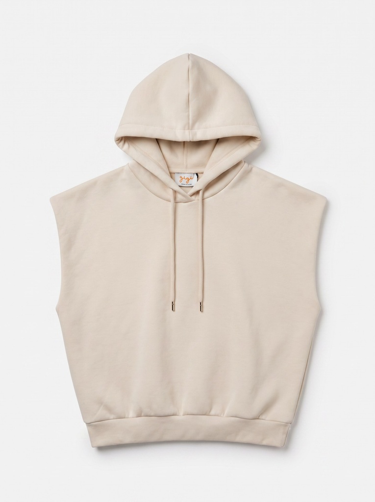 Sweat à capuche sans manches - Crème